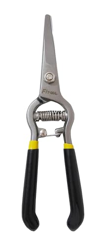 Forbici di precisione forgiate con punta ad ago, forbici per potatura di uva, verdure e fiori, manico ergonomico con impugnatura morbida, forbici da raccolta a lama dritta, 20,3 cm (dritte)