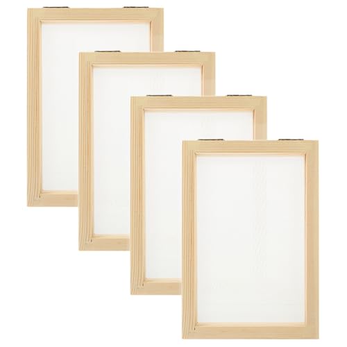 TOPPERFUN Marco de fabricación de papel de 4 piezas, kit de fabricación de papel de madera de 7.1 x 4.9 x 0.9 pulgadas, pantalla de madera hecha a mano, molde de fabricación de papel antiguo