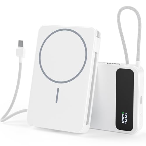 Image of Magnetic Power Bank, 10,000mAh Wireless Portable Charger for Mag-Safe 15W Fast Charging, Battery Pack with USB-C Cable 20W in /Out for iPhone Air /17 /16 /15 /14 /13 /12 /Plus /Pro /Pro Max, AirPods & More