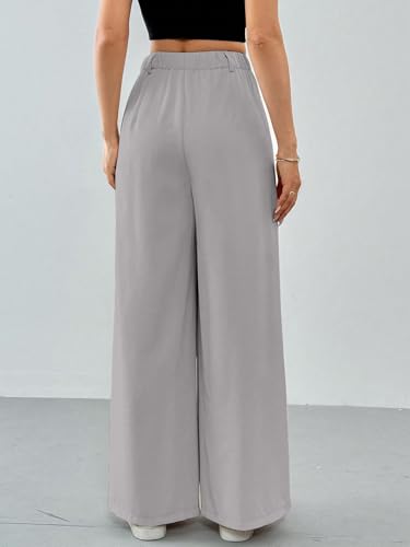 Image of Solid High Waist Straight Korean Loose Pleated Wide Leg Trouser for Women's & Girl's