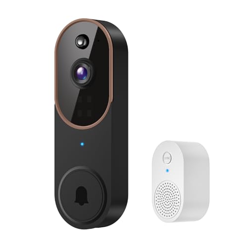 Kement Wireless Smart Video Doorbell with Live View, AI Human Detection, 2-Way Audio, Night Vision, Chime Ringer, Cloud Storage (Sold Separately), 2.4G WiFi, Cloud Storage Sold Separately (Brown)