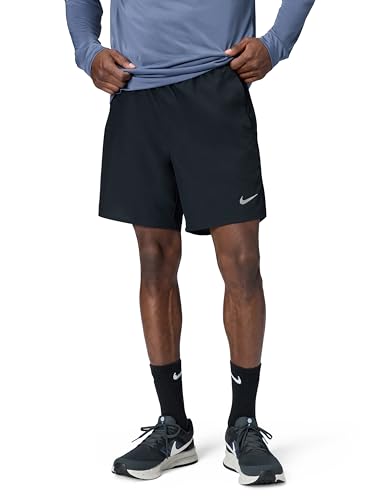 Nike Mens Challenger Dri-Fit 7 2-in-1 Running Shorts Black/Black/Black/Reflective Silver Large