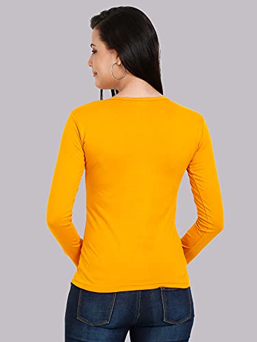 Image of FLEXIMAA Women's Cotton Plain Round Neck Full Sleeve T-Shirt