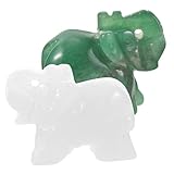 Cabilock 2 Piezas Figuritas de Elefante de Cuarzo Esculturas de Cristal Decorativas para Hogar Estatua Pequeña de Elefante Adorable para Decoración Feng Shui Regalo de Suerte para Oficina