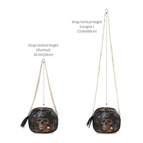 Image of ALAZA Women's Pirate Skull Torch Treasure PU Leather Crossbody Bag Shoulder Purse with Tassel