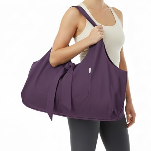 Yogiii Bolsa para tapete de ioga | Original - Agora melhorada - YogiiiTotePRO | Bolsa grande para tapete de ioga ou bolsa de ioga com bolso lateral | Bolsa de ioga para a maioria dos tapetes (roxo