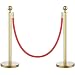 Yaheetech Stanchions and Velvet Ropes Ball Top Stainless Steel Stanchions Posts with 6.5ft Red Velvet Rope,Crowd Control Stanchions,Gold