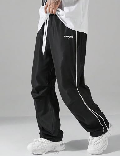 FCOOLYEET Men Track Pants Y2k Drawstring Lightweight Sweatpants Wide Leg Cool Parachute Pants Streetwear2