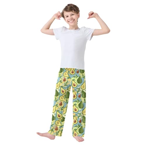 Mexico Avocado Palm Leaf Boys Long Pants Soft Trousers Elastic Waist Kids Lounge Bottoms with Pockets S-XL2