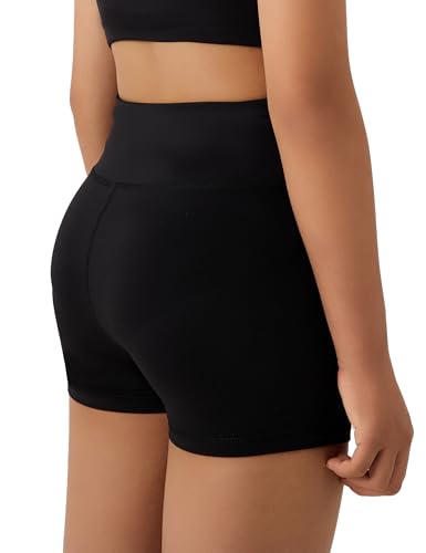 Girls Athletic Biker Shorts with Hidden Pocket High Waisted Dance Kids Shorts Soft Active Yoga Bike Short Teen2