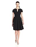 Anne Klein Women's Cap-Sleeve Fit-and-Flare Dress with Neck Trim