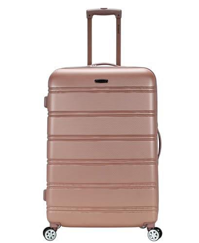 Image of Rockland Melbourne Hardside Expandable Spinner Wheel Luggage, Checked Large 28 inch, Rose Gold