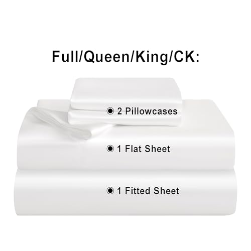 NTBAY King Satin Sheet Set, 4 Piece, White - image 4