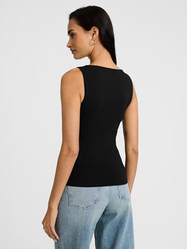 EXPRESS Women’s Body Contour Tank – Fitted Boatneck Cotton-Blend, Smoothing Stretch, Layering Essential3