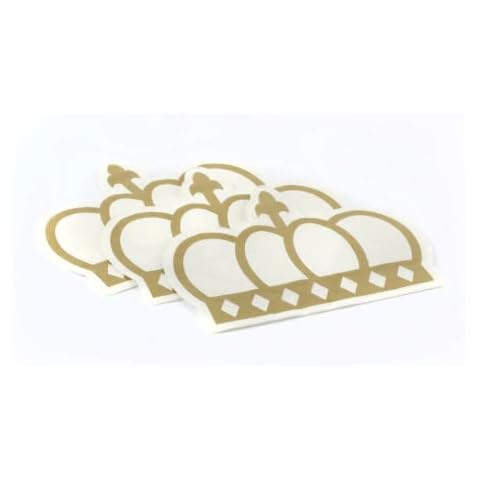 Jubilee Party Napkins - Pack of 20 White and Gold Royal Crown Napkins - Perfect for Celebrating The Queen's Jubilee Cover