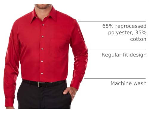 Image of Van Heusen Mens Dress Shirt Regular Fit Poplin Solid