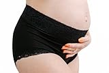 ZiZa Maternity Underwear, Pregnancy & Pospartum Panties With Black Lace Trim - Sizes S to XL, Small-X-Large (US, Alpha, Large, Regular, Regular, 105, Black)