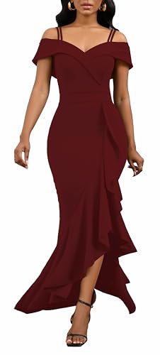 Image of FairyLove Women's One Shoulder Sleeveless Formal Ruched Bodycon Fashion Dress Belted Cocktail Dresses