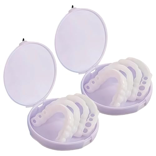Pcs 2 for Teeth Adjustable Temporary Kit Denture, Set Veneer Comfort Fit Flex for Upper Teeth & Lower, Smile Instant Solution, Odor-Free Soft, Includes Box Storage