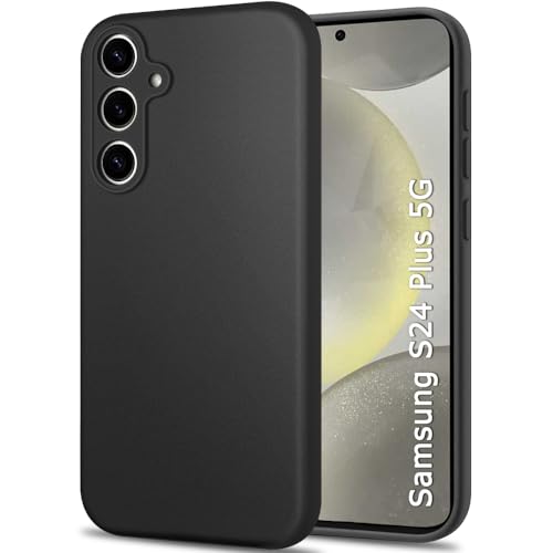 Image of TheGiftKart Sleek Back Cover Case for Samsung Galaxy S24 Plus 5G | Slim Fit Protective Design | Ultra Matte Finish | Camera Protection Bump | Soft Back Cover for Samsung S24 Plus (Silicone, Black)