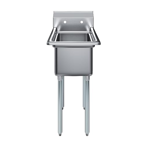 Image of AmGood Stainless Steel Prep & Utility Sink | 304 Stainless Steel | Restaurant, Kitchen, Laundry, Garage | NSF (24 in. x 23 in. | One Bowl)