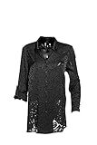  Sempre più by chalou Hemd aus weichem Stoff mit Relief-Stickerei und Transparenz in Form einer schwarzen Rose auf Schwarz, Cycamo Schwarz, 54