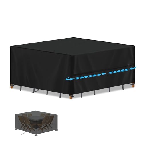 SIMPHAUS Bache Salon de Jardin Exterieur Impermeable Bache Table de Jardin Housse de Protection pour Mobilier Anti-UV au Vent Épaisse Tissu Oxford Housse...