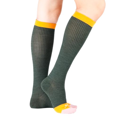 Image of JAVIE Merino Wool Jumbo Dots Compression Socks with Seamless Toe, Knee High Stockings for Women & Men (15-20mmHg)
