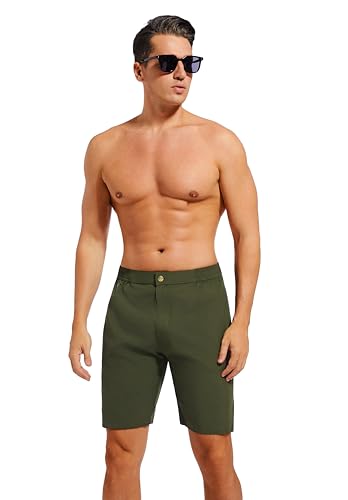 difficort Mens Swim Trunks with Compression Liner 9" Zipper Fly Bathing Suits Quick Dry Swimming Shorts with Zipper Pockets3