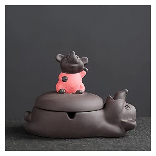 LBRYVTCE Posacenere per la casa Decorazione della casa Posacenere Viola Argilla Purple Cassetto di Cenere Creativo Porta Cenere con Coperchio Artigianato Purple Clay tè Pet Posacenere a casa(A)