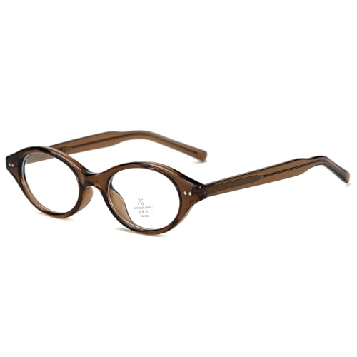 Image of Retro Oval Glasses Frame Men Tr90 Korean Style Women Small Glasses Anti Blue Light Acetate Temple