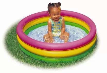 Image of Summer Special Inflatable Kids Swimming Pool | Kids Bath Activity Water Pool with Air Filled Bubble Beam Floor | Portable Baby Pool for Indoor Outdoor Use (3 Feet)