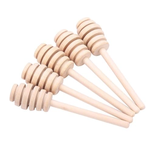 24Pcs Wooden Honey Dripper Stick Server Jam Syrup Drizzler for Kitchen Gadgets (10.5cm)