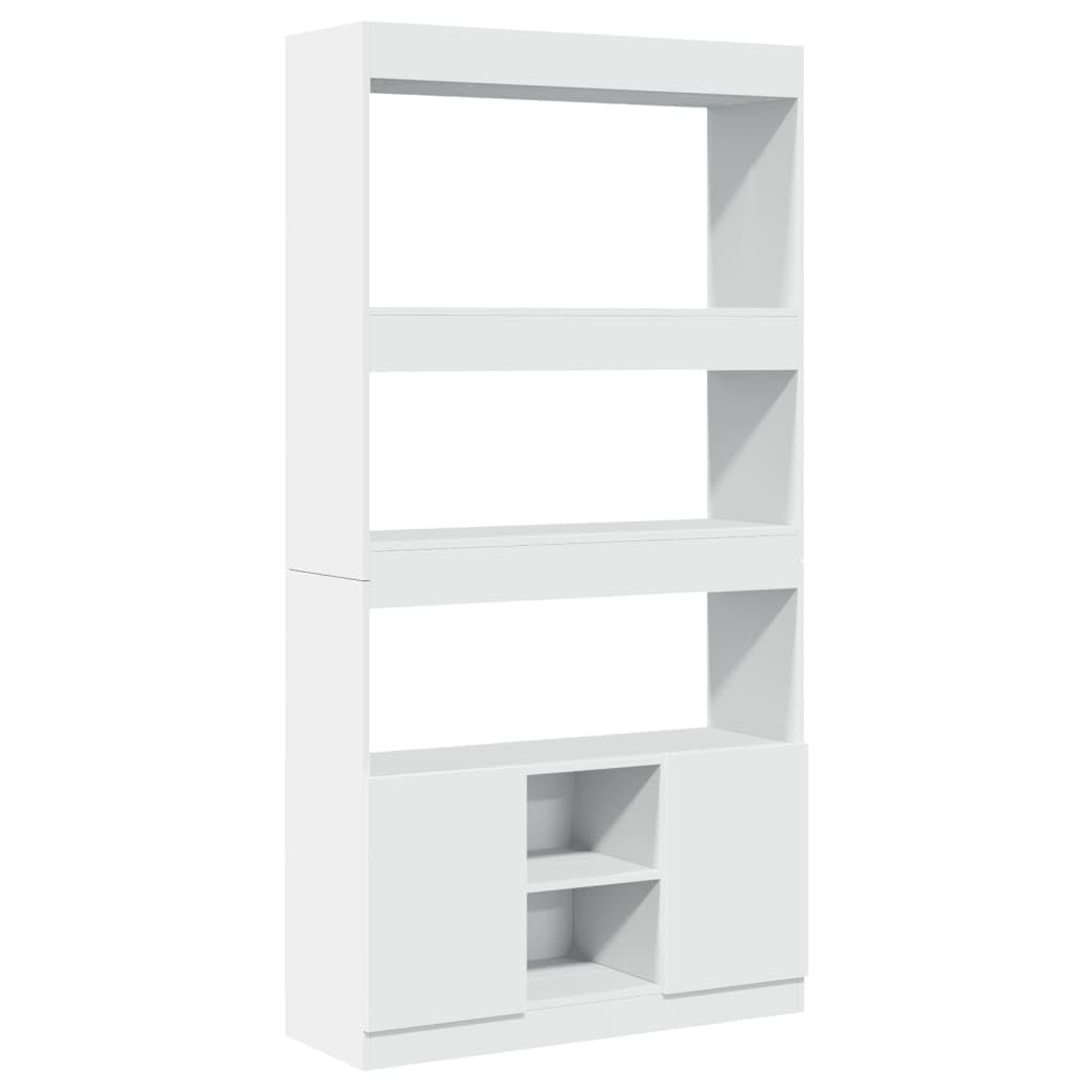 vidaXL Highboard Sideboard Cabinet - White Engineered Wood, 180cm Tall, 90kg Capacity - Ideal for Living Room, Bedroom, Office Storage