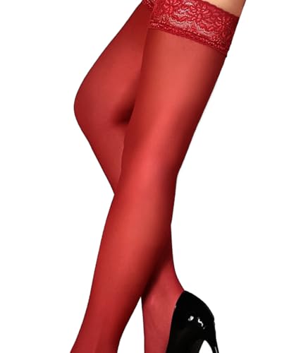 Image of Charm and Attitude Sheer Thigh High Stockings for Women | Stay Up Stockings with Silicone Lace Top | 15 Denier Nylons