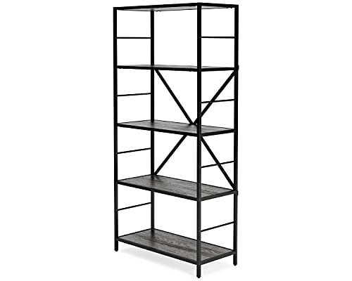 Signature Design By Ashley Freedan Urban Farmhouse 5 Tier Bookcase, Dark Gray & Black #TOP3