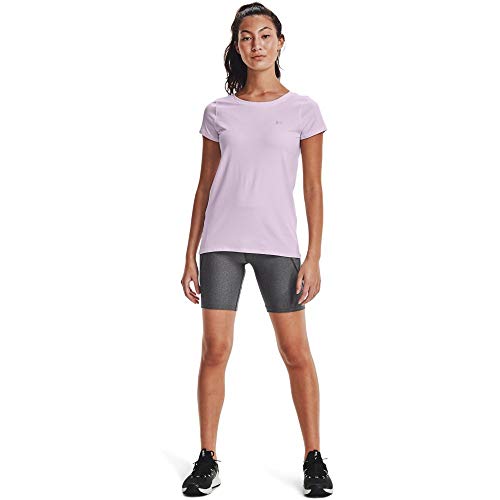 Under Armour Women's HeatGear Armour Short-Sleeve T-Shirt , Crystal Lilac (570)/Metallic Silver , Medium