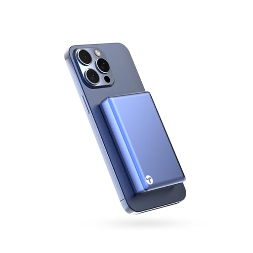 Image of Toreto Magsafe Wireless 10000Mah Fast Charging USB Type-C Input Power Bank, 20W Output for iPhone 12 & Above, Android & Other Qi Enabled Devices + Magnetic Ring (eon Ultra, Black+Blue)