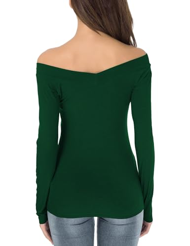 Image of Sarin Mathews Womens Shirts Off The Shoulder Tops Sexy V Neck Slim Fit Shirts Tops Blouses