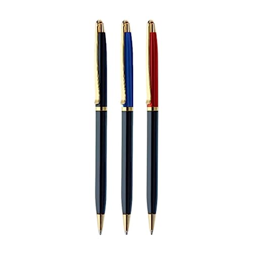 Image of FLAIR Carishma Ball Point Pen Box Pack | Metal Body With Twist Mechanism | Stylish Long Clip With Gold Plated Parts | Durable & Attractive Body Design | Blue Ink, Pack of 1 Pen