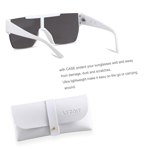 LYZOIT Square Sunglasses Women Men Flat Top Mirrored Sunnies Shades UV Protection2