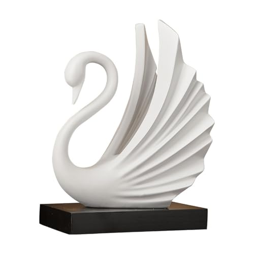 HIRAIDAI Escultura Adornos De Resina De Cisne para Sala De Estar, Dormitorio, Dormitorio, 26,5X18X15,5CM, Color Blanco