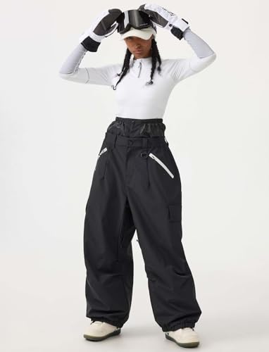 GSOU SNOW Hombres Mujeres Pantalones de Esquí Holgados Pantalones de Snowboard Baggy Pantalones de Nieve Oversize - Multibolsillos Impermeable Antiviento Transpirable Cálido - imagen 4