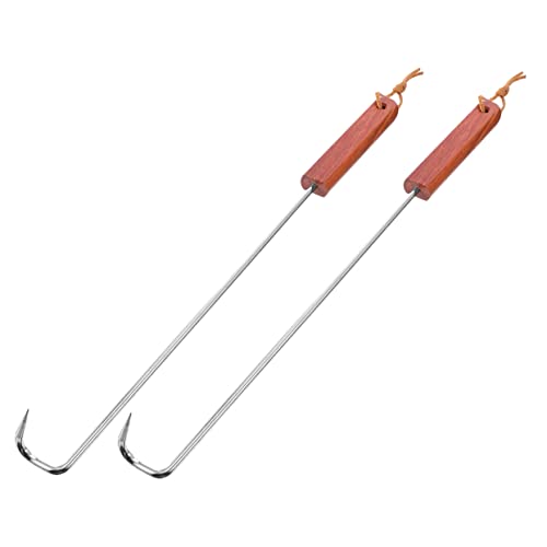 DECHOUS Fourchette à Barbecue En Acier Inoxydable 2 Pièces Poignée Bois Outil De Gril Résistant à La Chaleur Pour Grillades En Plein Air Et Rôtisserie Familiale