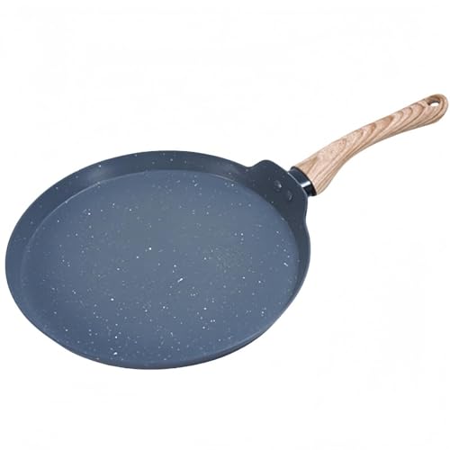 Lamanttフライパン 平底 中華鍋 オーブンオムレツ ノンスティック 木製ハンドル キッチン用品 多機能 耐摩耗性 お手入れ簡単 炒め物、パンケーキ、朝食 家庭用 ガスコンロ/IHクッキングヒーター対応 (グレー,小さい)
