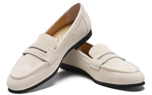 Image of Journey West Suede Tassel Loafer for Women Slip-on Belgian Penny Loafers Shoes for Women in Many Colors