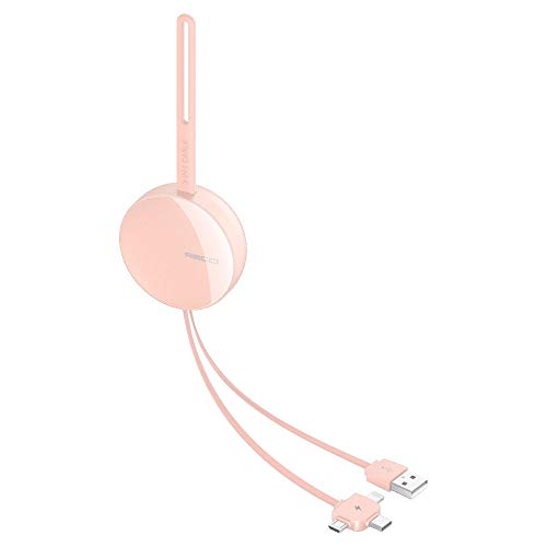 Recci Mirror 3 in 1 kabel Lightning/Micro/Type C Roze