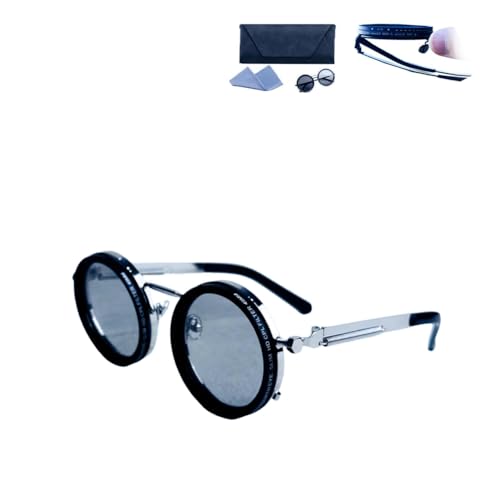 DORIMI Lentes de sol ajustables de 1 a 9 engranajes con lent de filtro ND, lente negra redonda para hombres y mujeres, protección UV para conducir