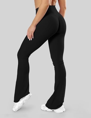 Unthewe High Waisted Flare Leggings for Women Tummy Control Butt Lifting Workout Yoga Wide Leg Pants3