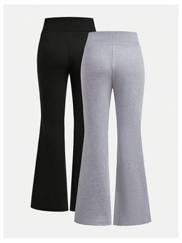 Floerns Girl's Clothes 2 Pcs Drawstring Waist Flare Leg Track Pants Bell Bottom Sweatpants2